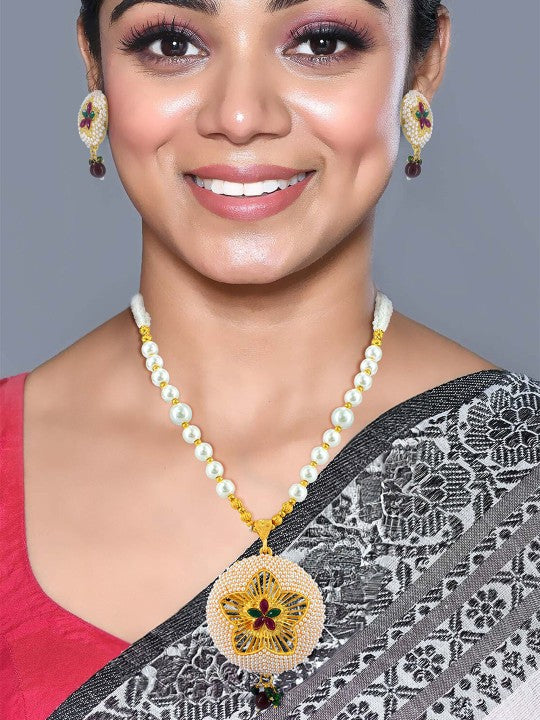 Beaded Floral Jewellery Set