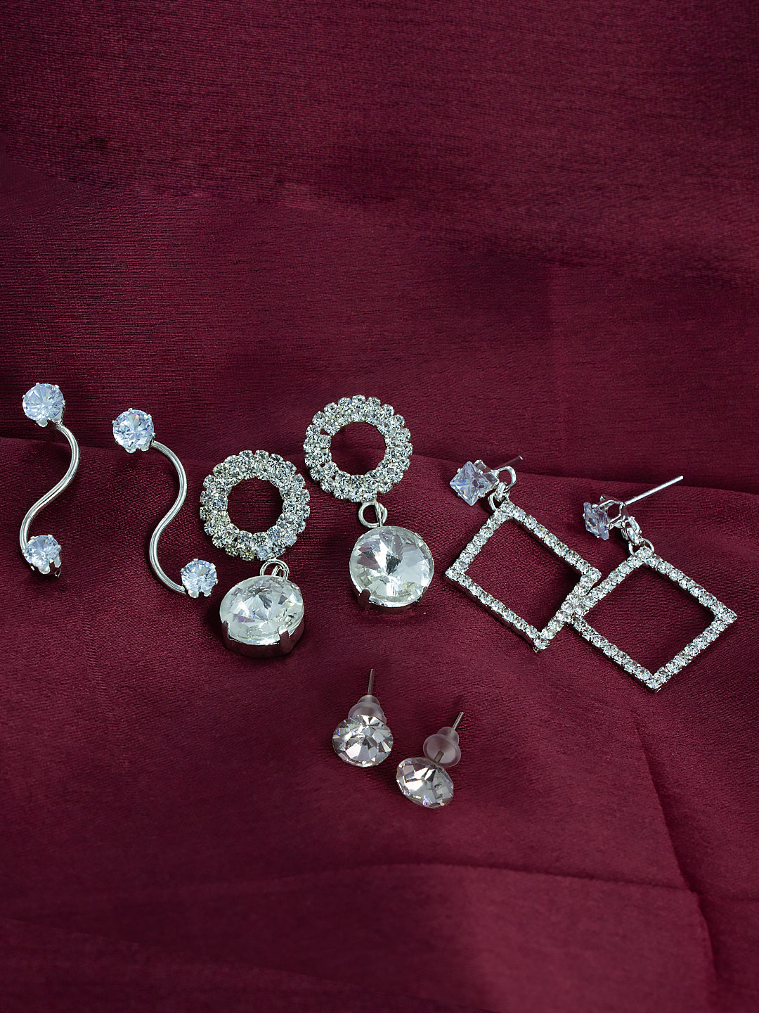 Pack of 4 CZ Stud & Drop Earrings