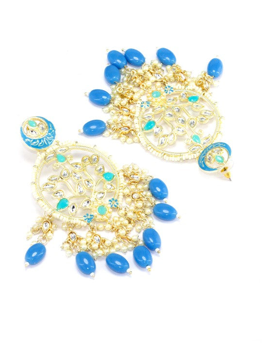 Blue Floral Beads Drop Earrings