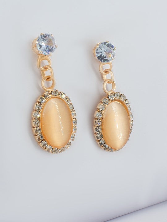 Rose Gold-Plated Stone-Studded Pendant Set