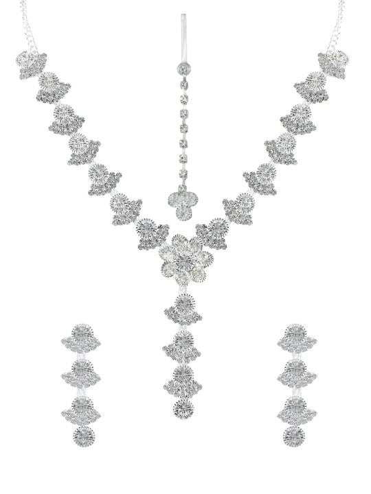 Silver Plated CZ-Studded Jewellery Set