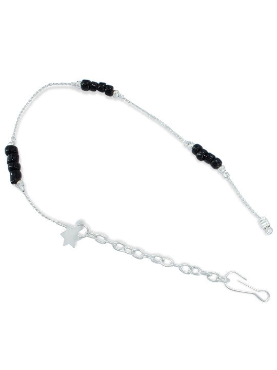 Silver-Plated Artificial Beads Beaded Anklet