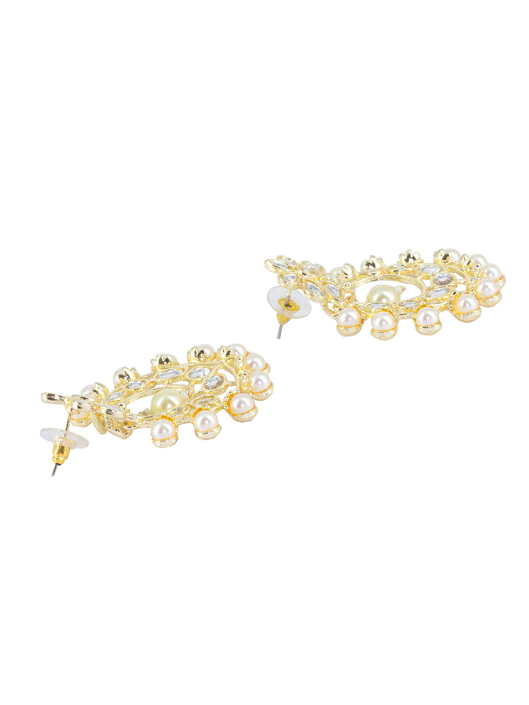 Gold-Plated Floral Kundan Studded Chandbalis
