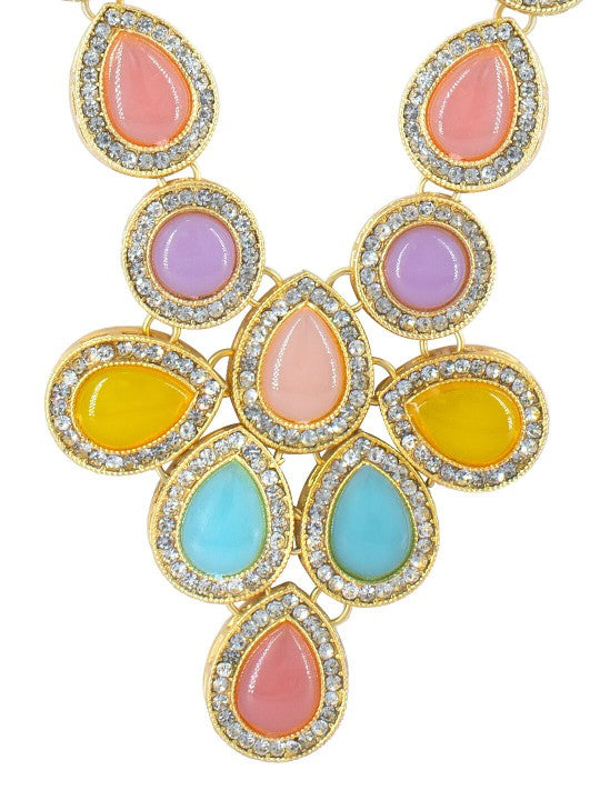 Multicolor Crystal Stones & Beads Jewellery Set