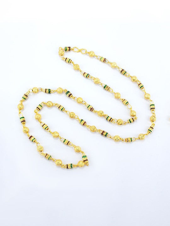 Gold-Plated Brass Necklace with Meenakari
