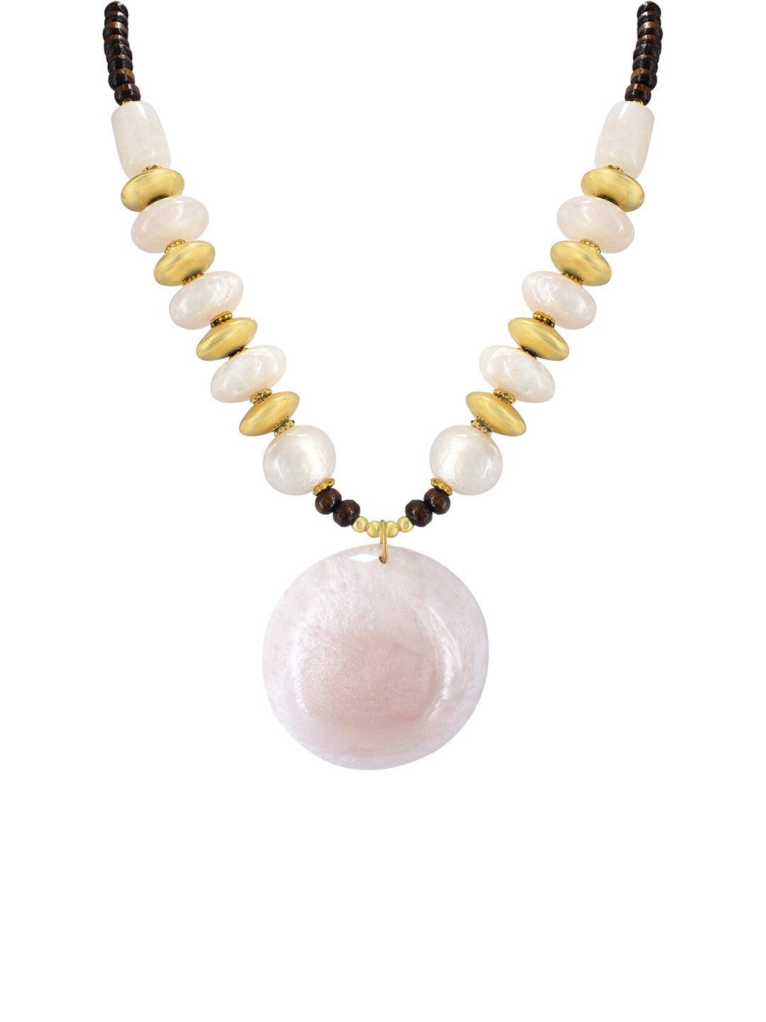 Gold Plated Pink Beaded Tibetan Style Necklace