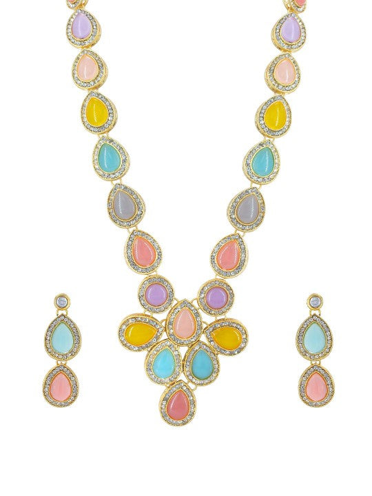 Multicolor Crystal Stones & Beads Jewellery Set