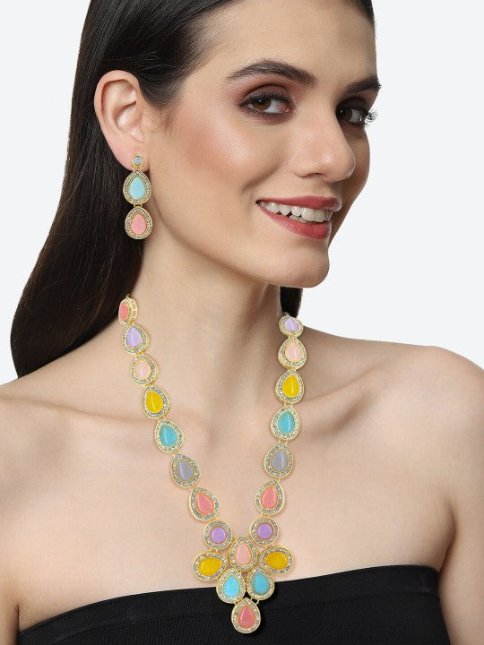 Multicolor Crystal Stones & Beads Jewellery Set