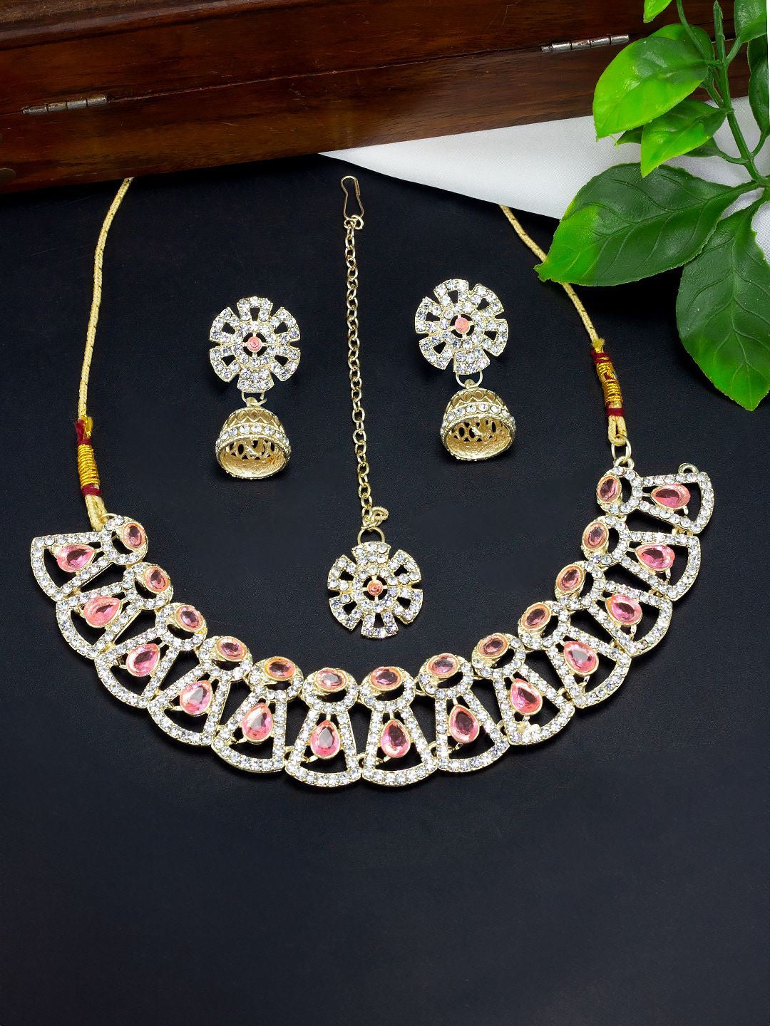 Pink Floral Jewellery Set