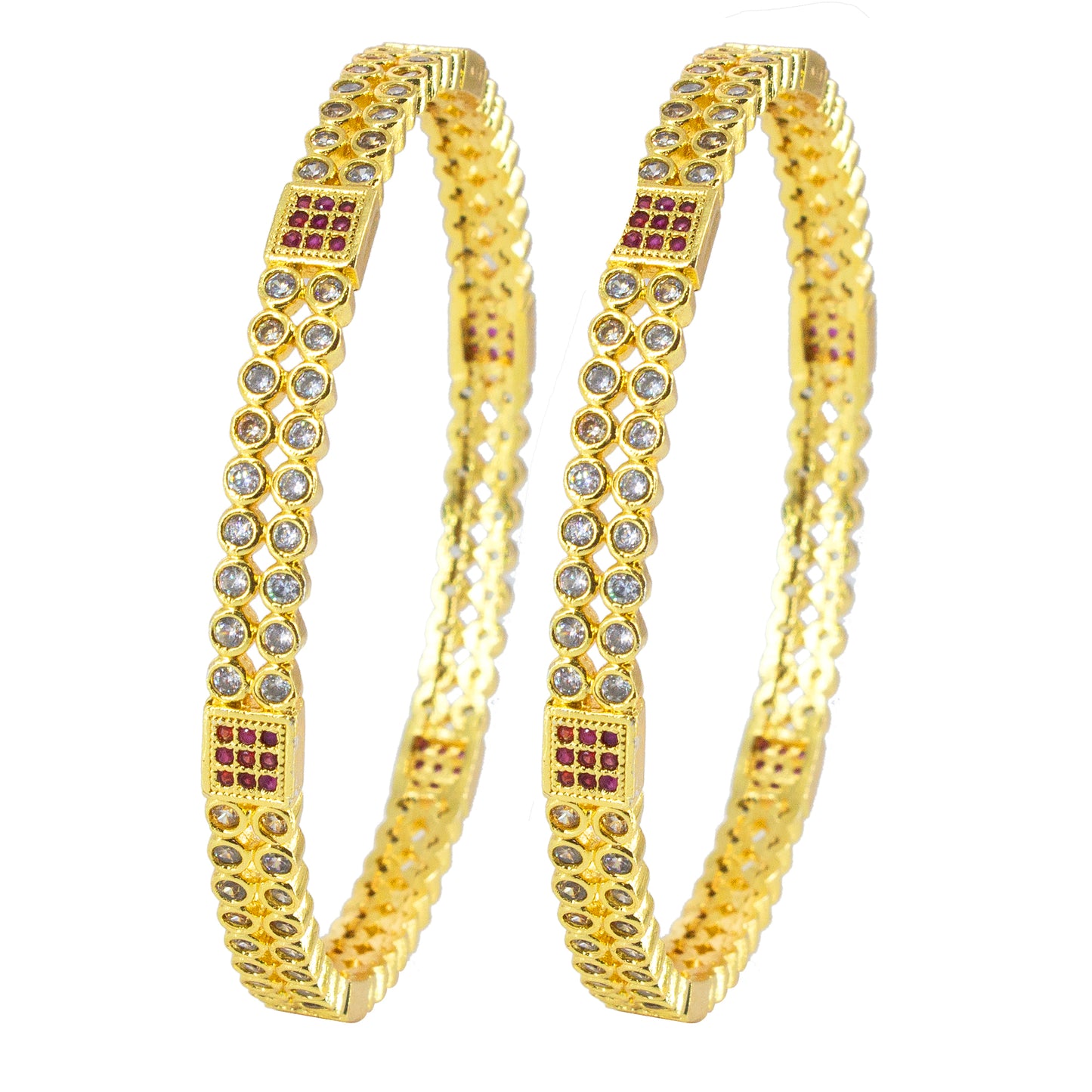 Set Of 2 Gold-Plated American Diamond Studded Bangles