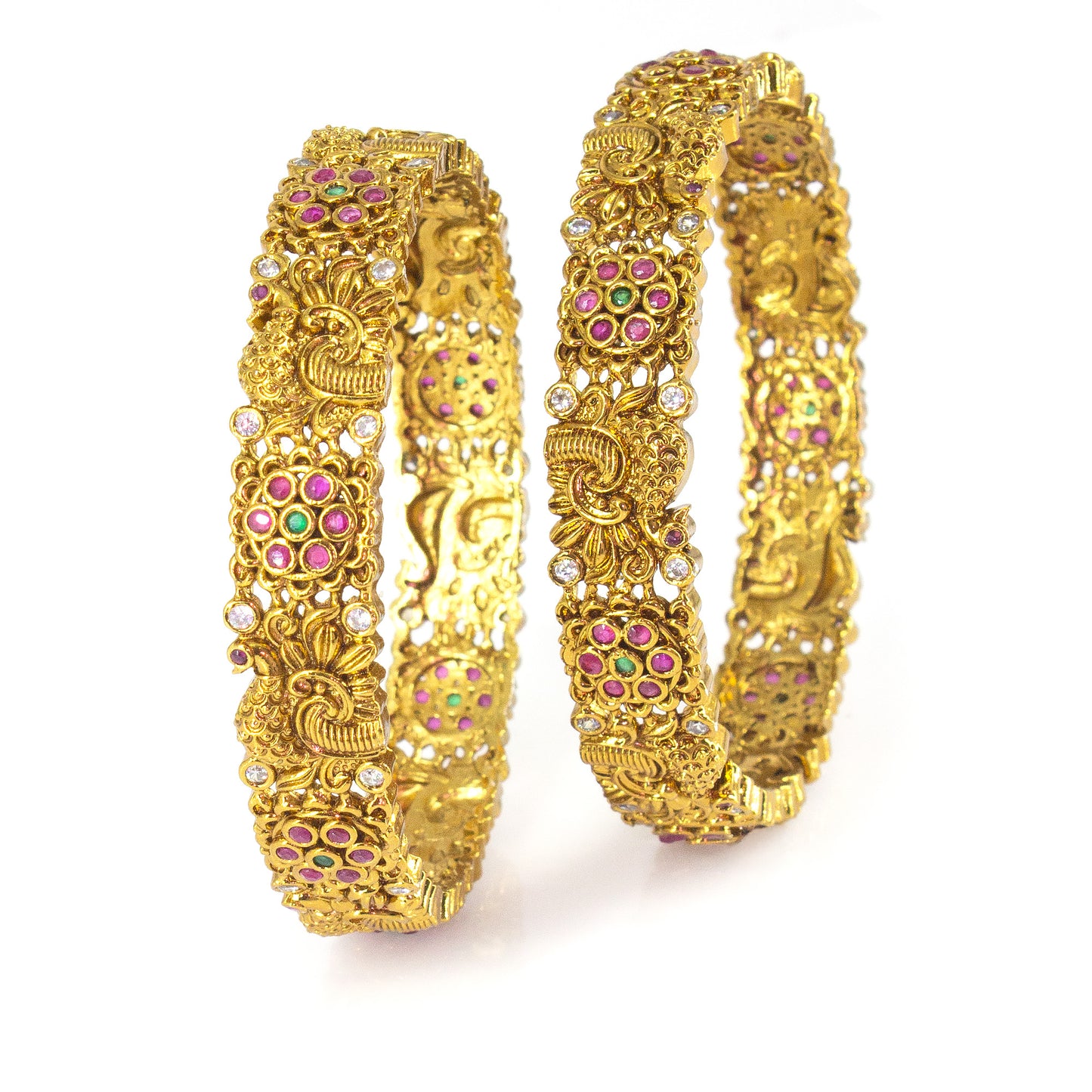 Set Of 2 Gold-Plated American Diamond Studded Bangles