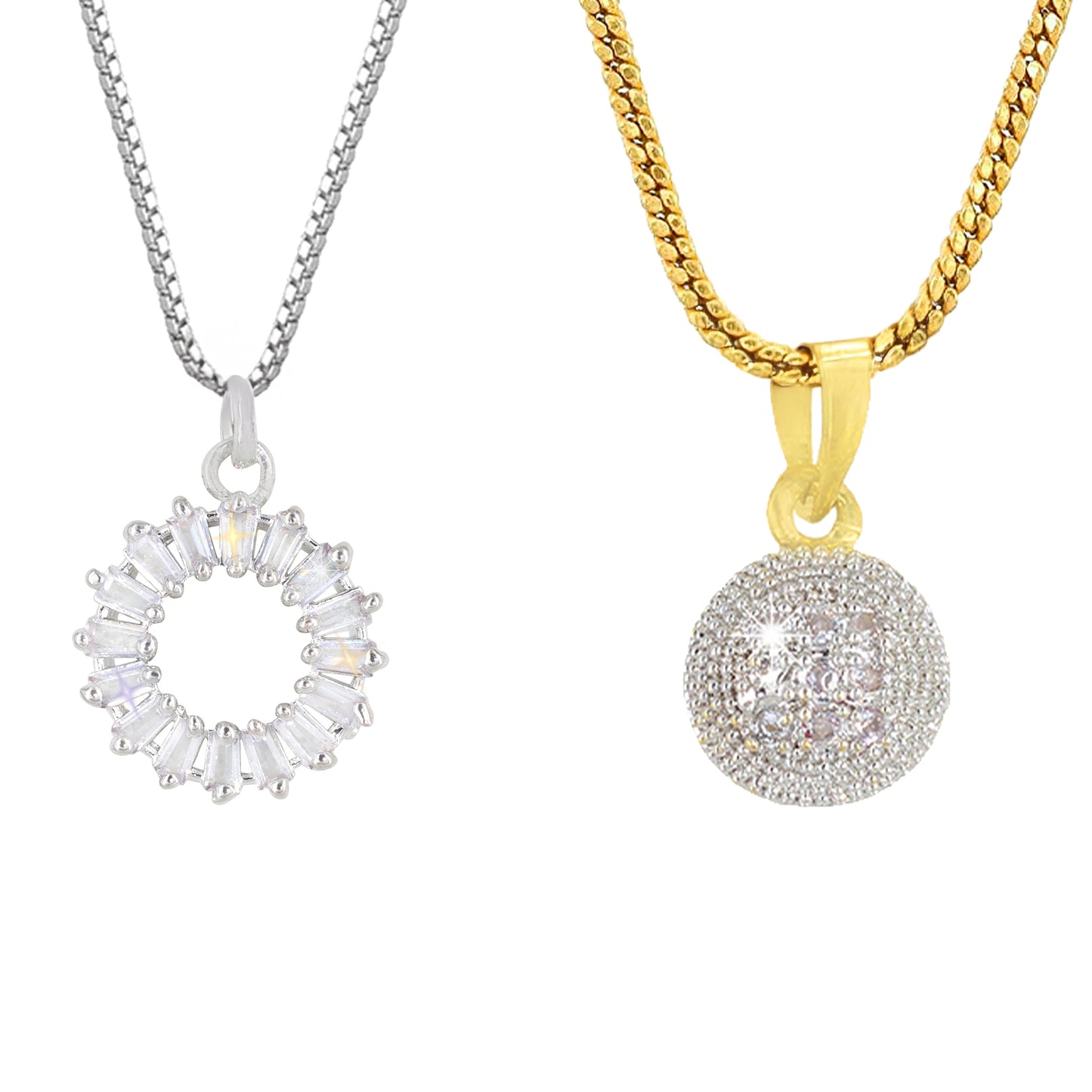 Set of 2 AD-Studded Minimal Pendant Set
