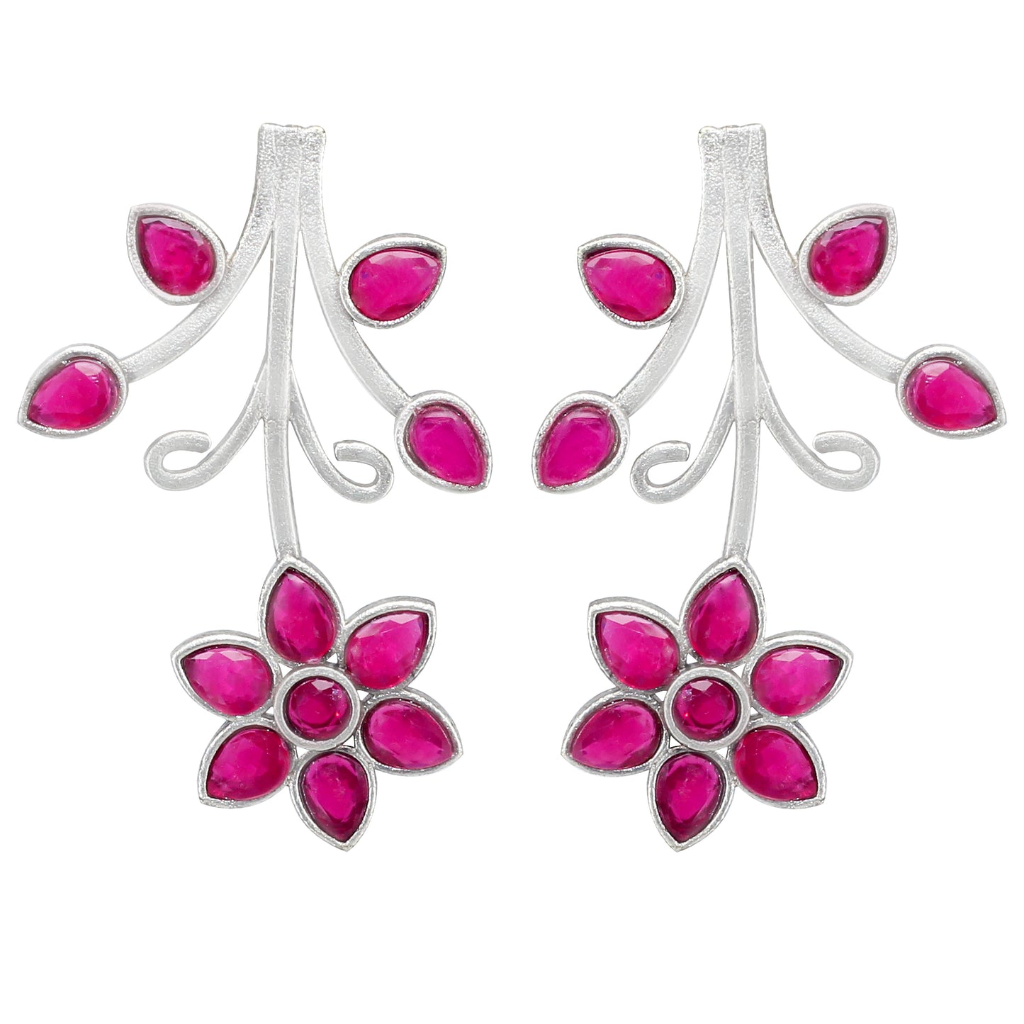 Classic Pink Floral Drop Earrings