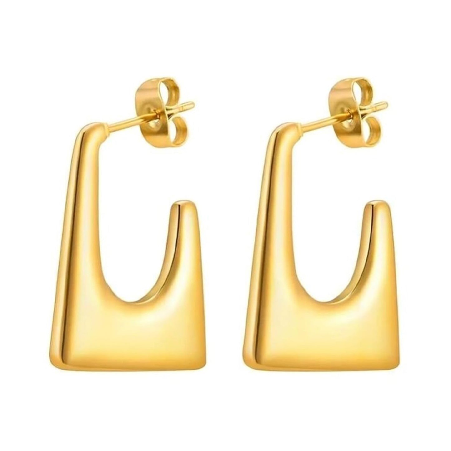 Stainless Steel Anti Tarnish U Cut Half Hoop Earrings