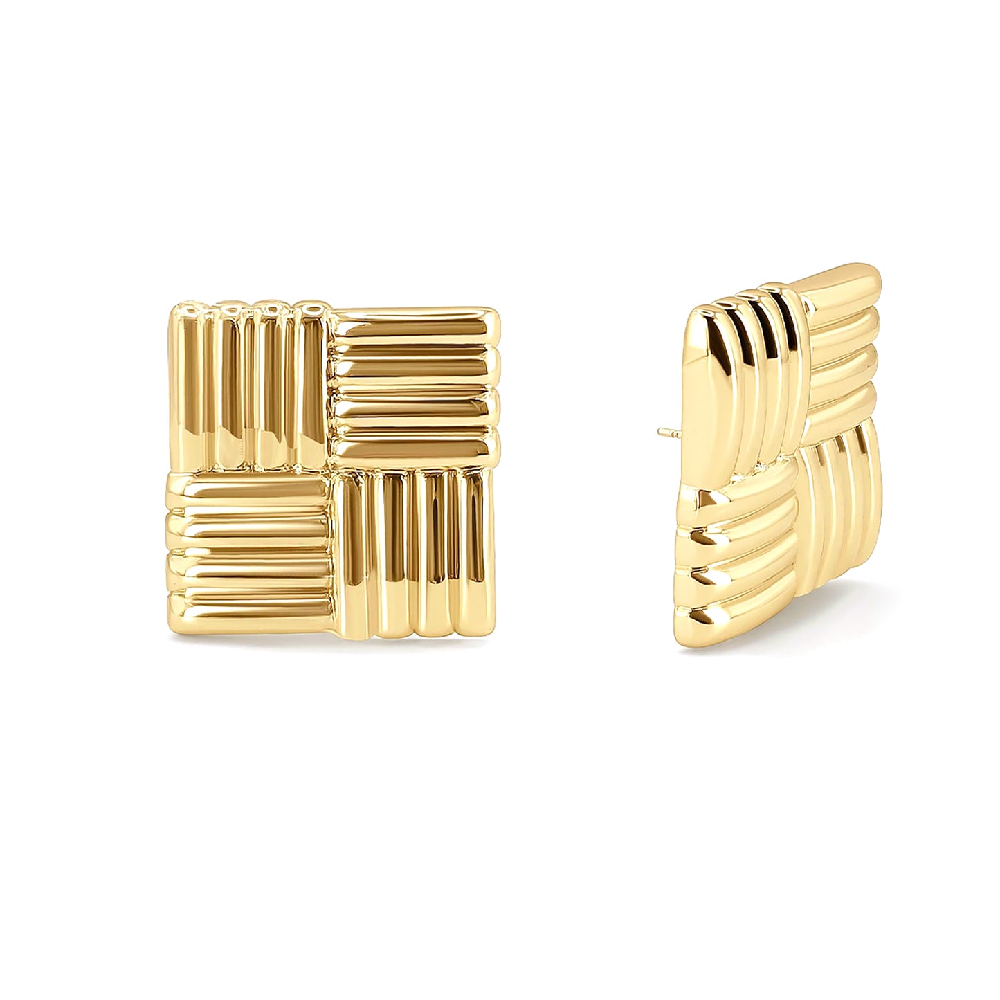 Stainless Steel Anti Tarnish Square Stud Earrings