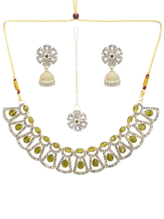 Green Floral Jewellery Set