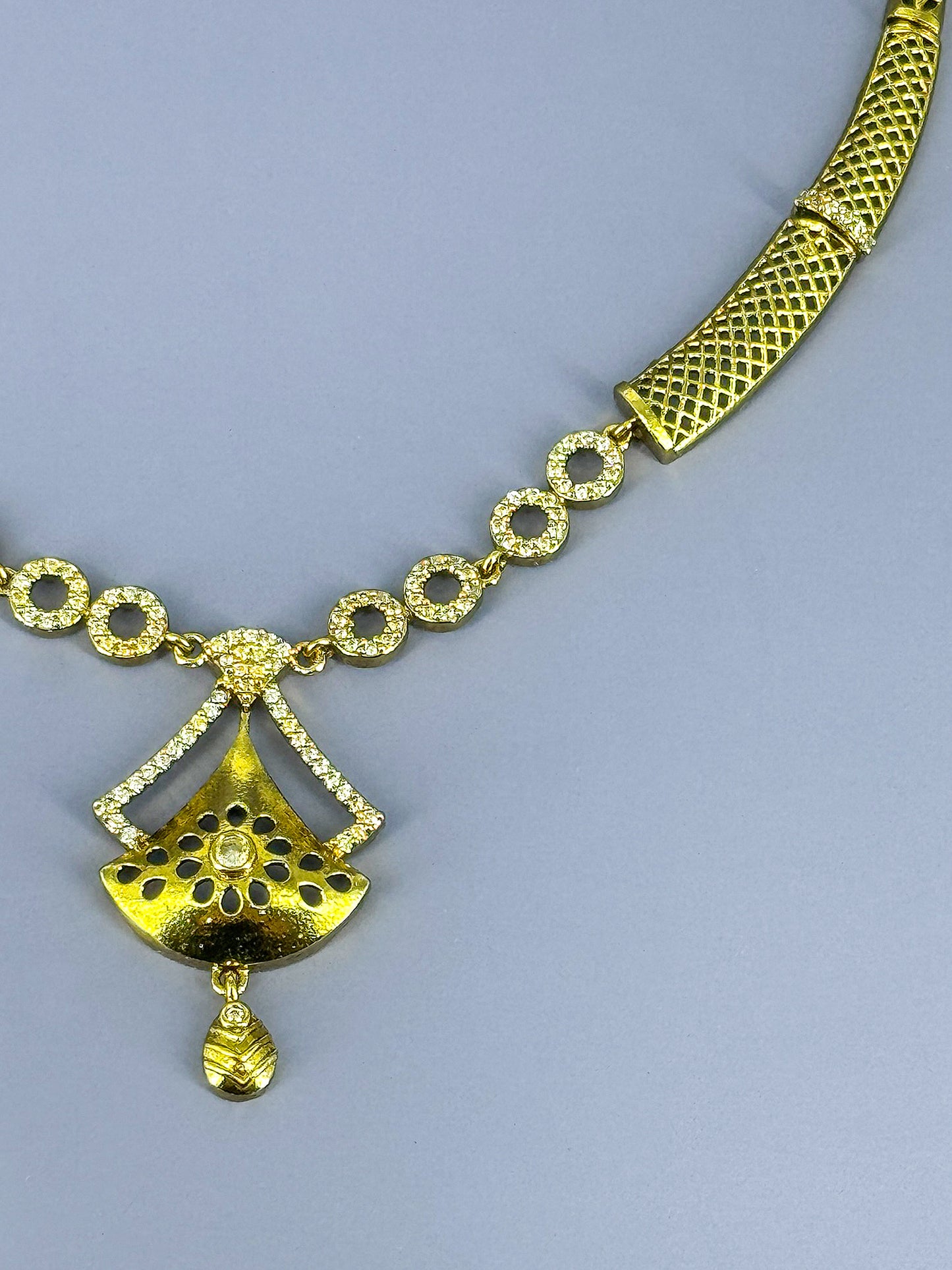 Gold Plated AD Minimal Traditional Jewellery Set