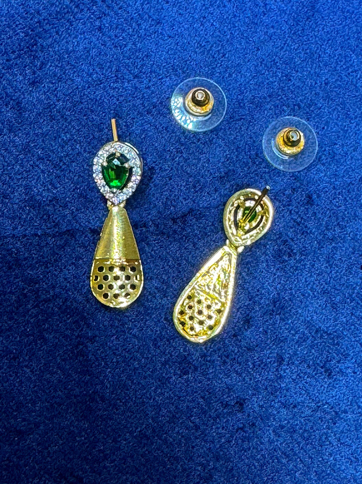 Gold Plated Green AD Minimal Jewellery Set