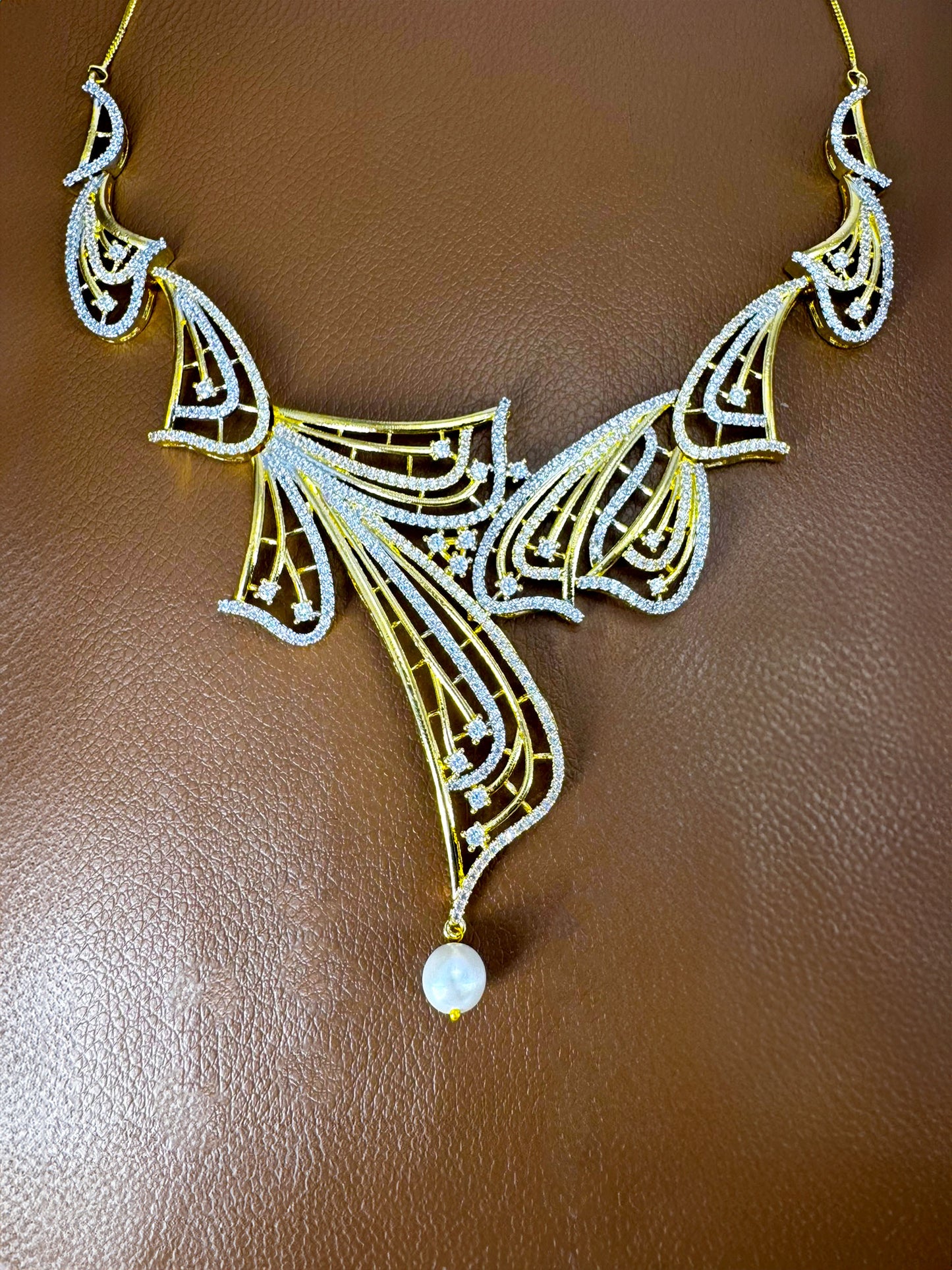 Gold Plated Designer AD Jewellery Set