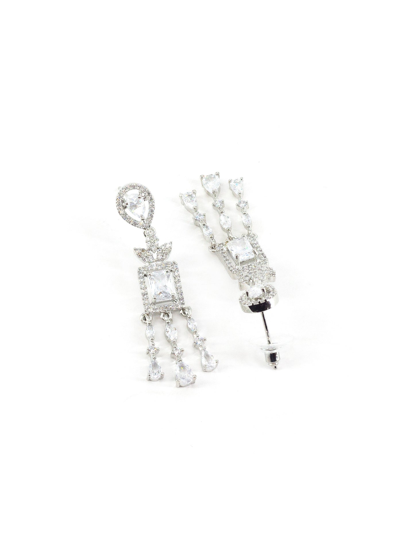 Silver Plated White American Diamond Studded Jewellery Set