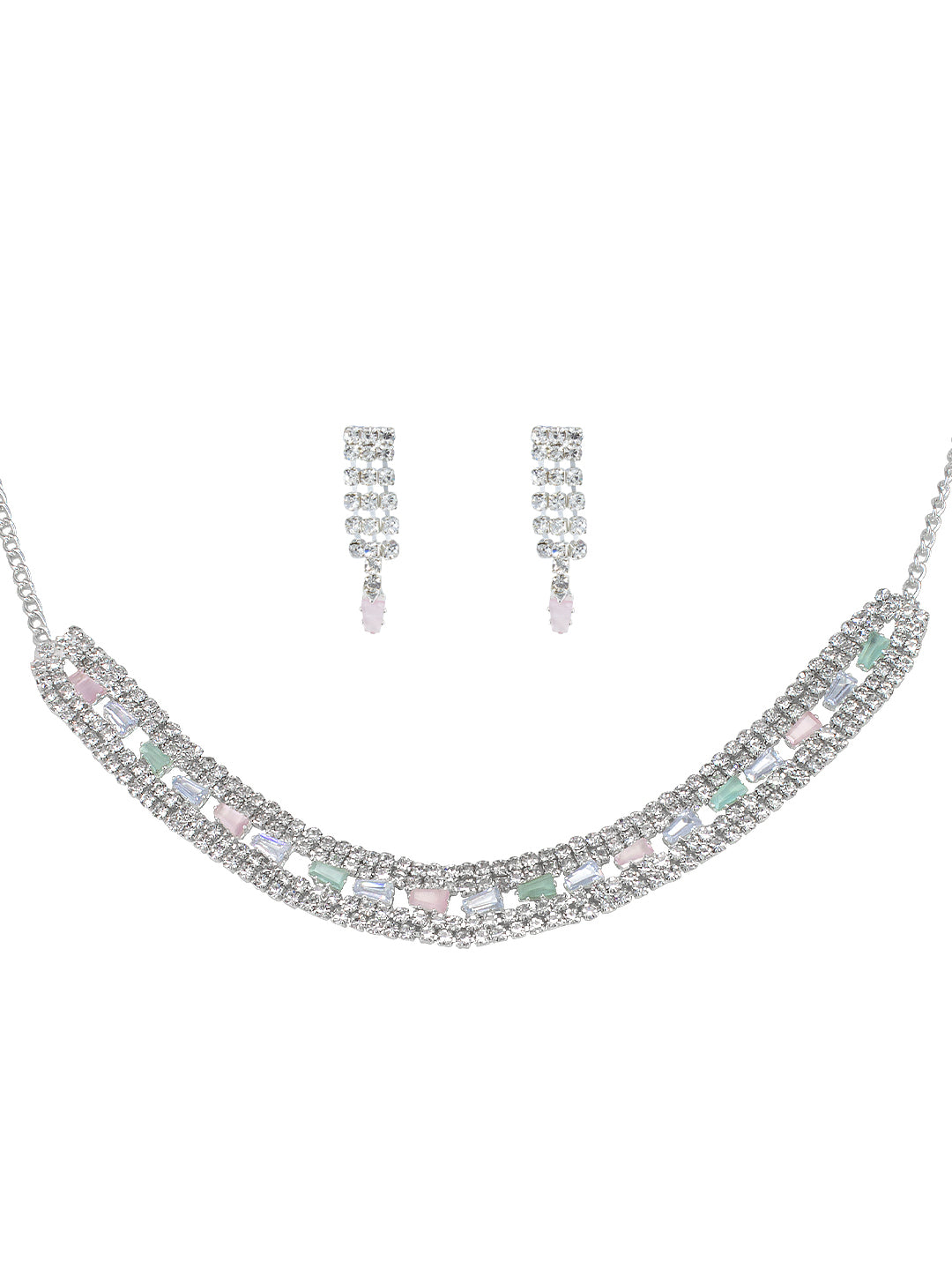 Pink & Green CZ Jewellery Set