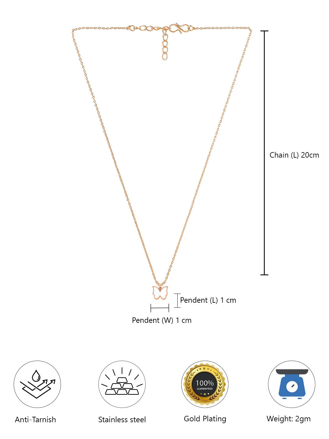 Anti Tarnish Stainless Steel Butterfly Necklace