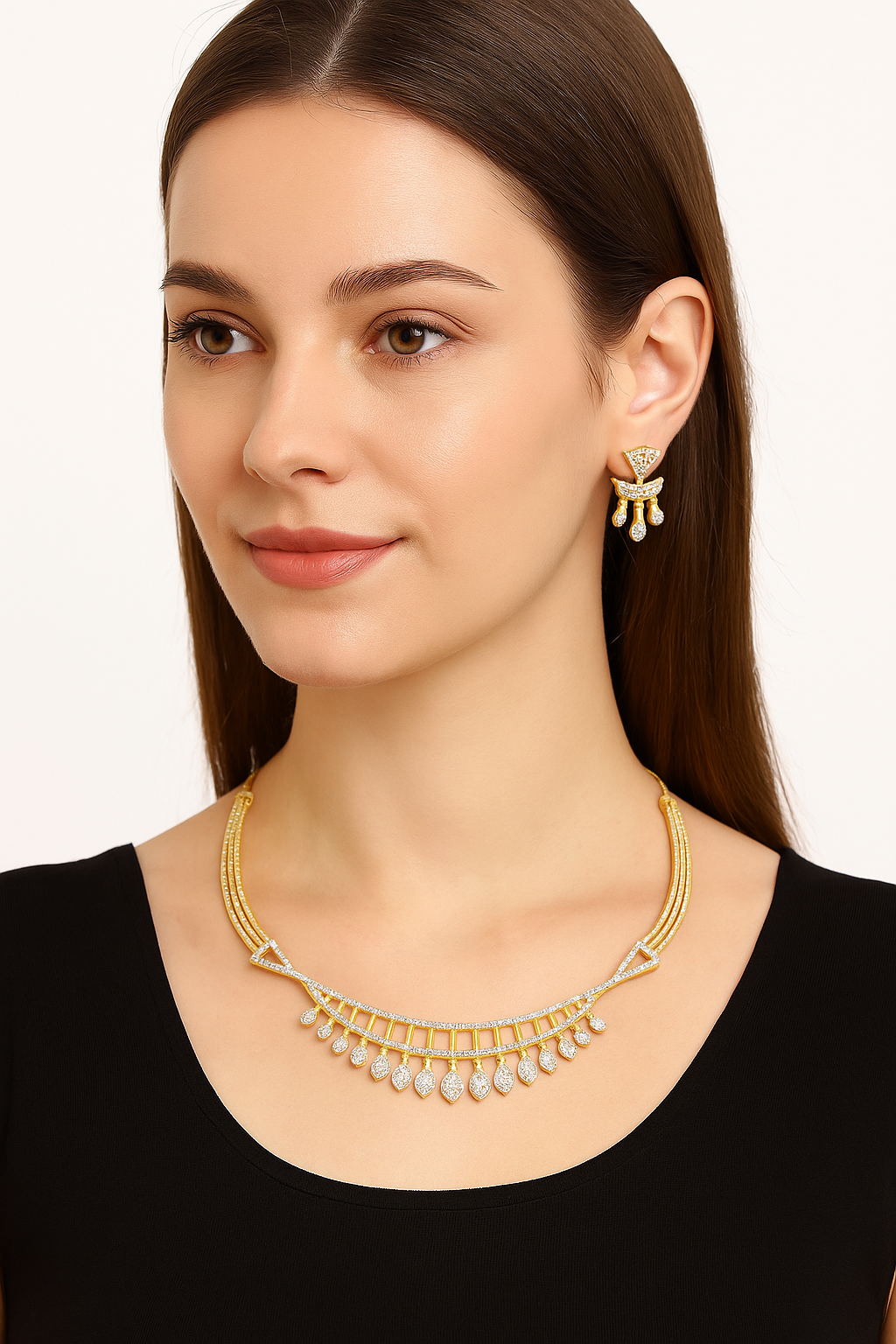 Gold Plated Designer AD Choker Jewellery Set