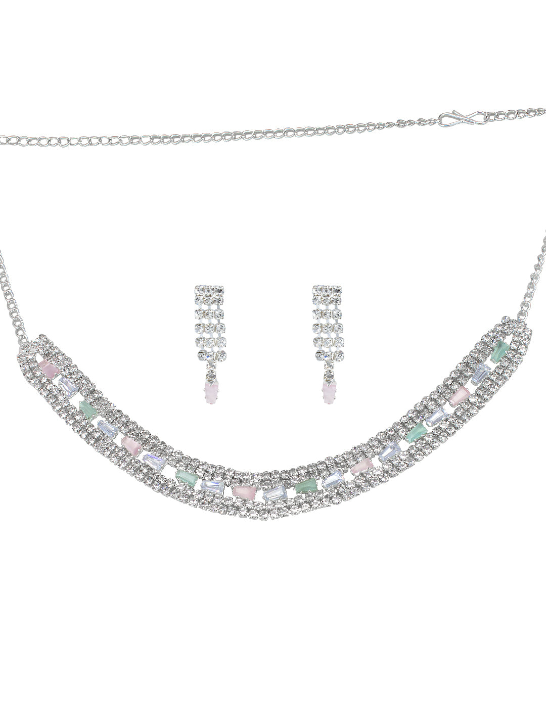 Pink & Green CZ Jewellery Set
