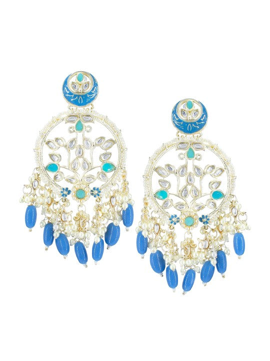 Blue Floral Beads Drop Earrings
