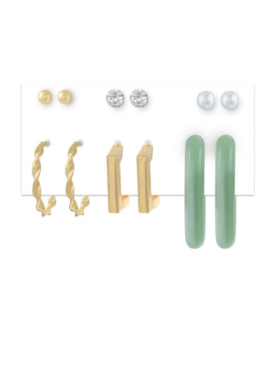 Pack of 6 Half Hoop & Stud Earrings