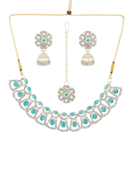 Blue Floral Jewellery Set