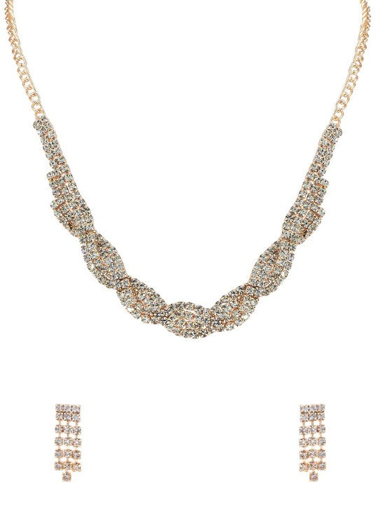Rose Gold-Plated CZ-Studded Jewellery Set