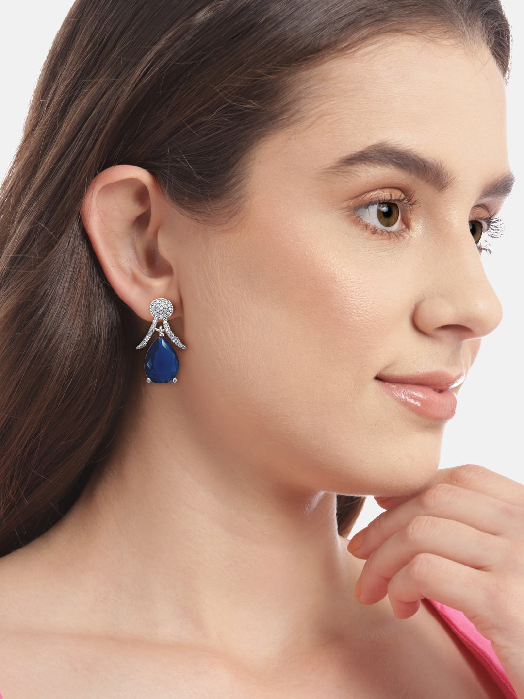 Trendy Blue AD Earrings