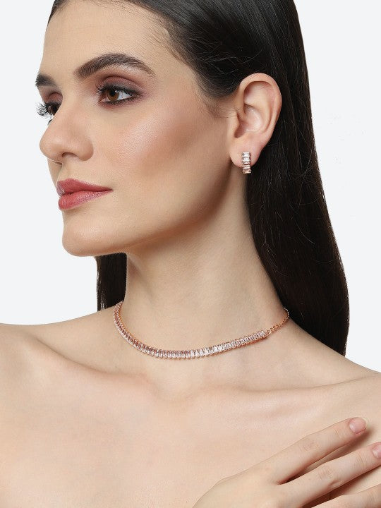 Rose Gold Plated CZ Jewellery Set