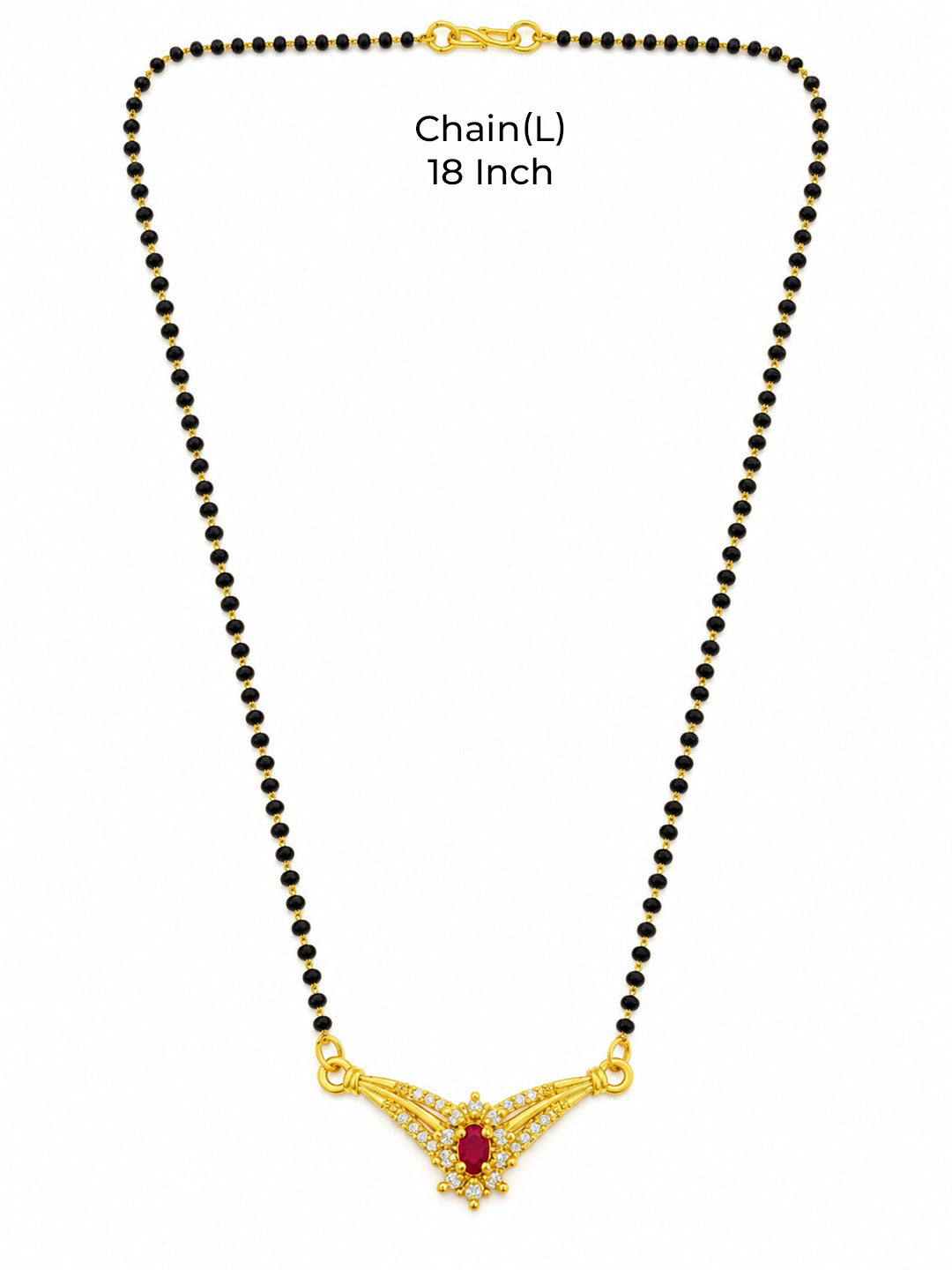 Red wing-shaped gold-plated mangalsutra