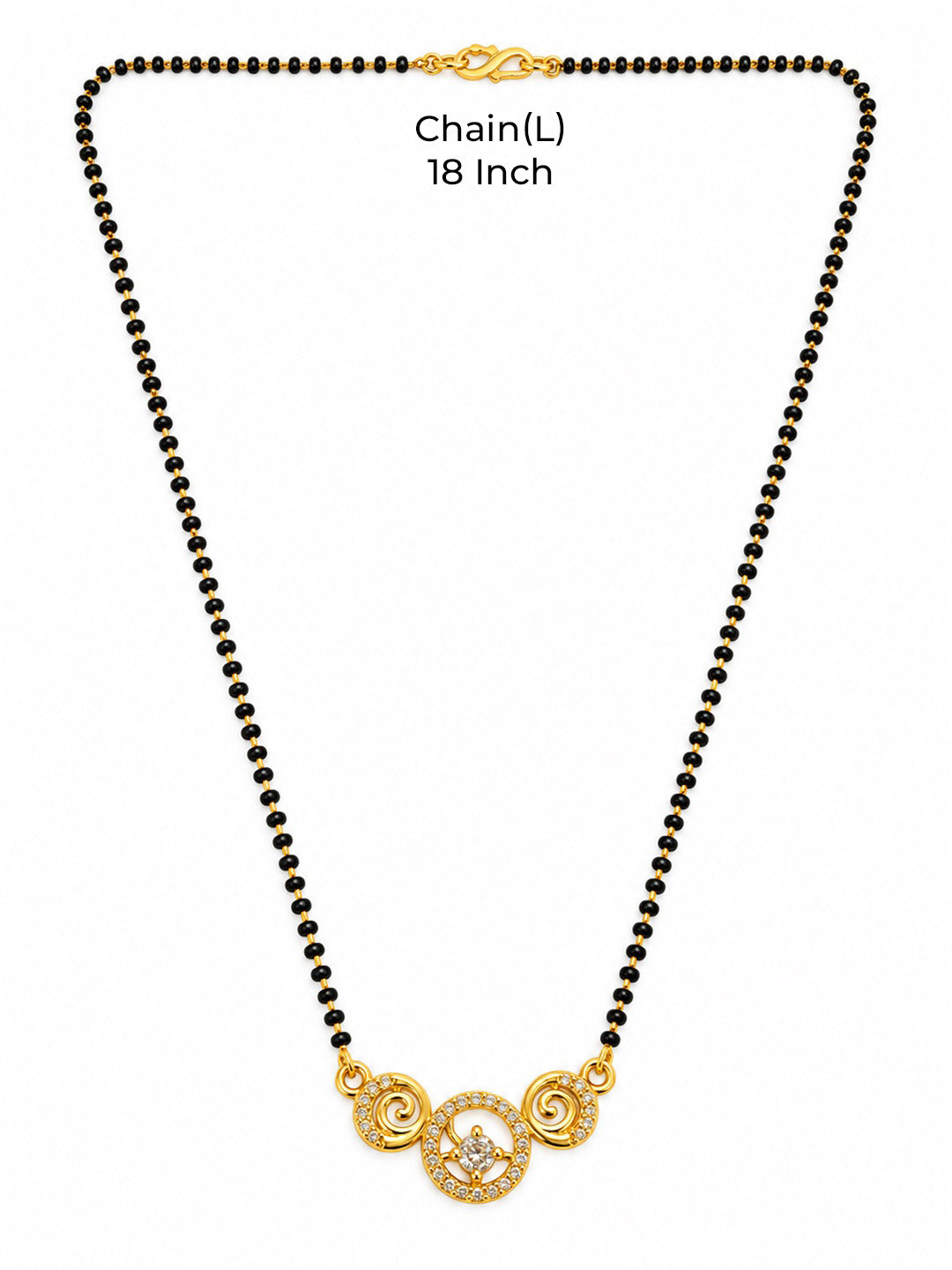 White round stone and spiral gold-plated mangalsutra