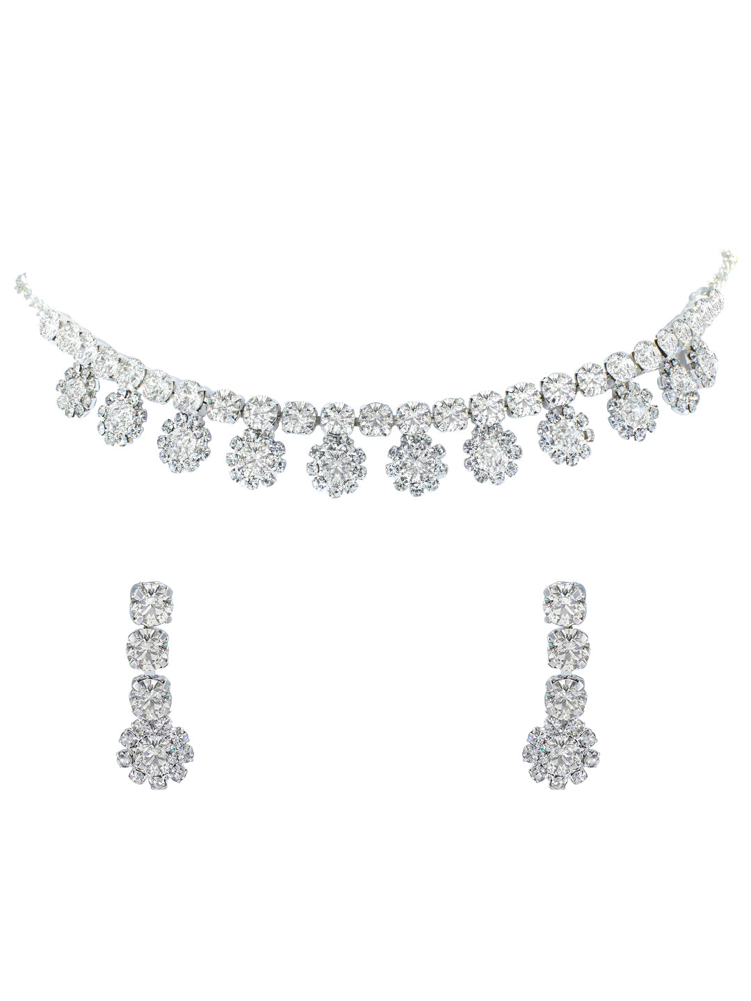 Floral CZ Stones Jewellery Set