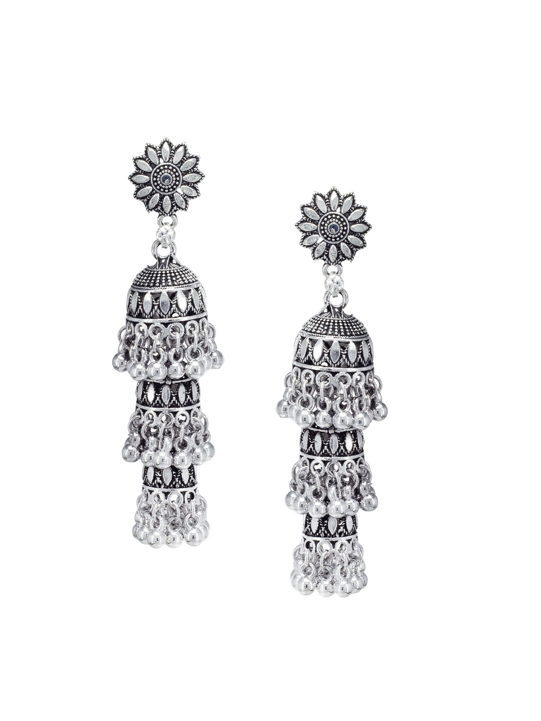 Floral Layered Drop Jhumka