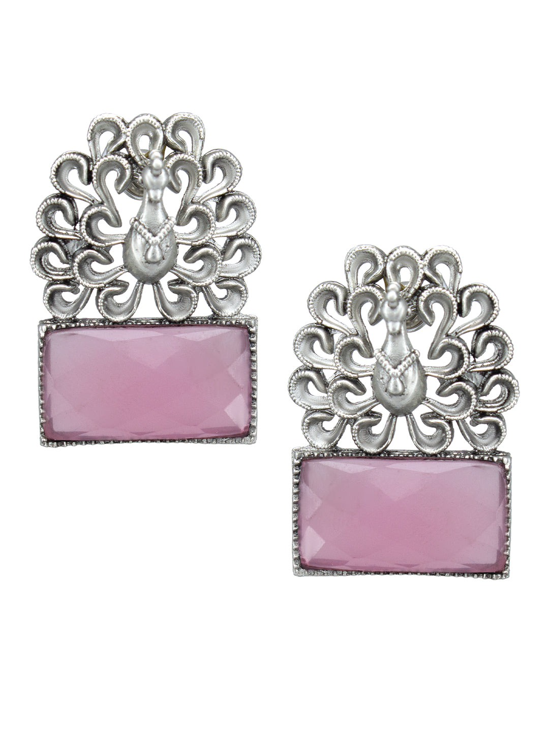 Pink Monalisa Peacock Drop Earrings