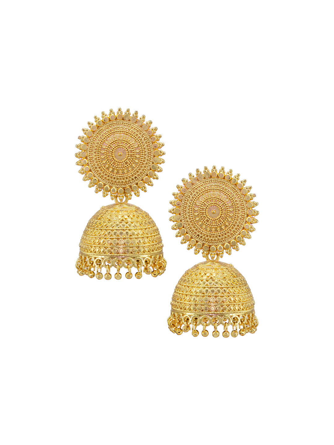 Gold Plated Sun Floral Jhumka Earrings