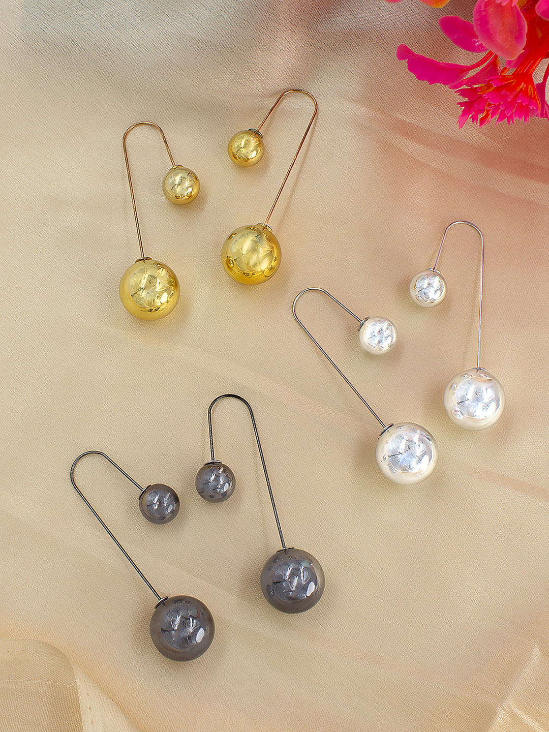 Pack of 3 Ball Drop Earrings