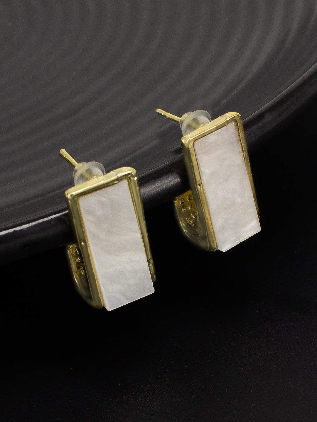 Gold Plated White Stud Earrings