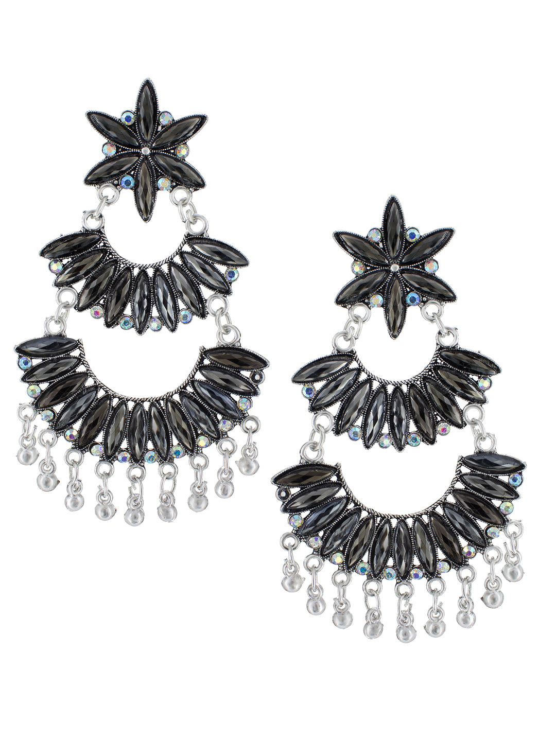 Floral Chandbaali Multi Layered Drop Earrings