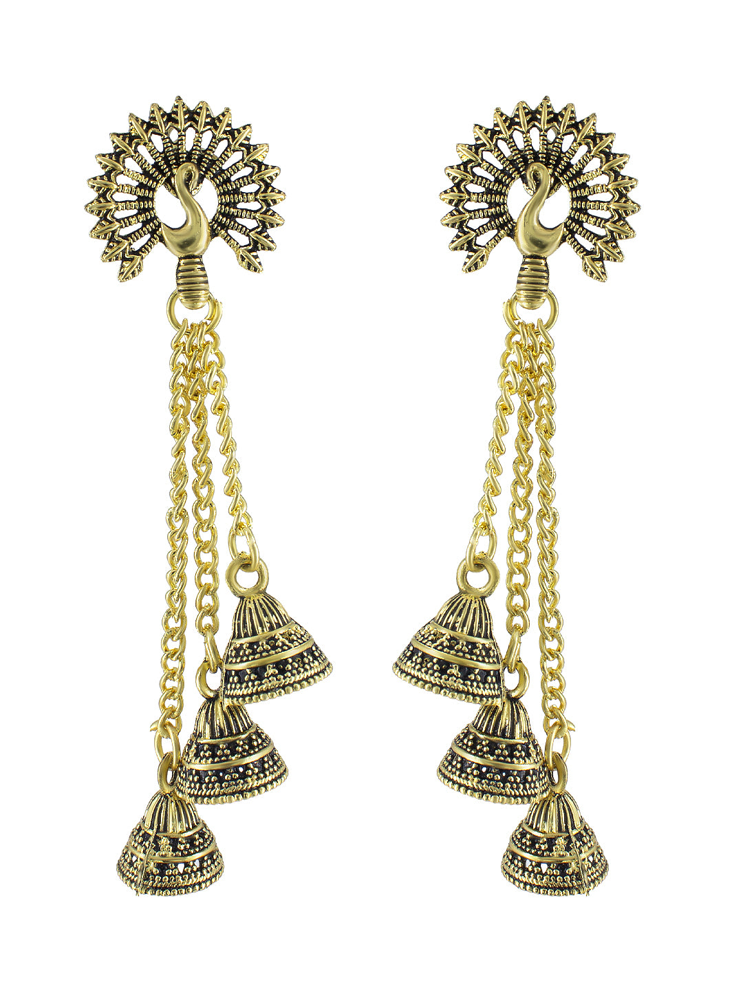 Peacock Multi layered Jhumka Earrings