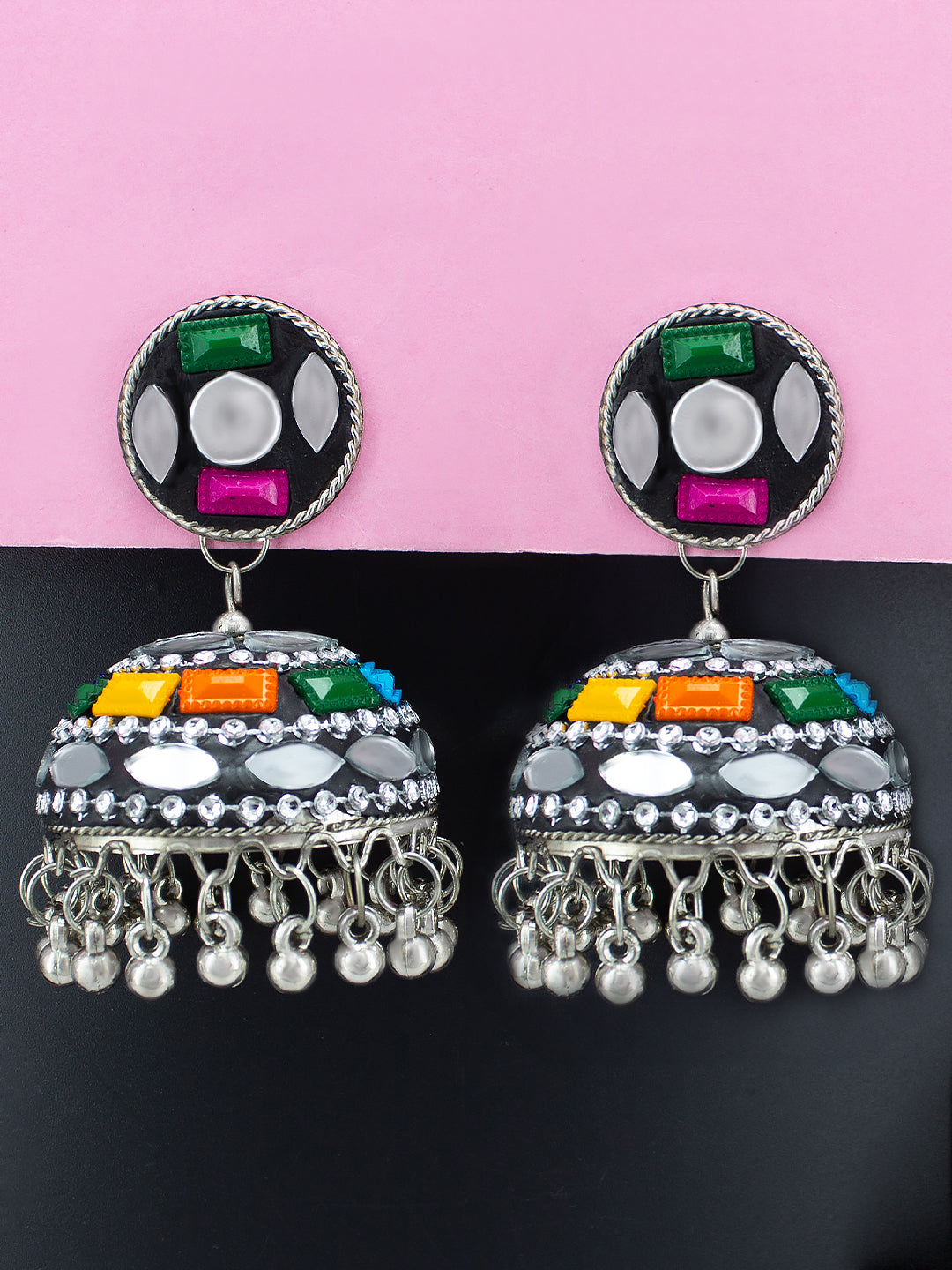 Multicolor Beads Drop Jhumka Earrings