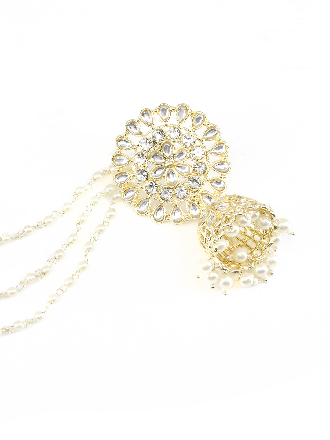 Floral Jhumka Earrings With Chain