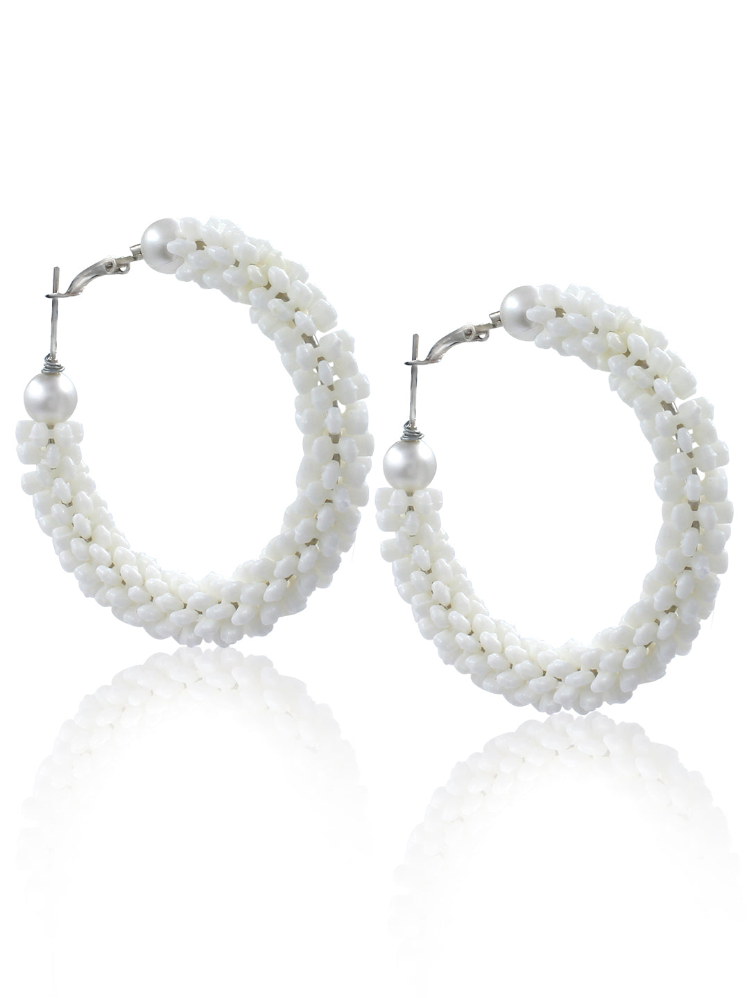 Faux Pearls & Shells Hoop Earrings