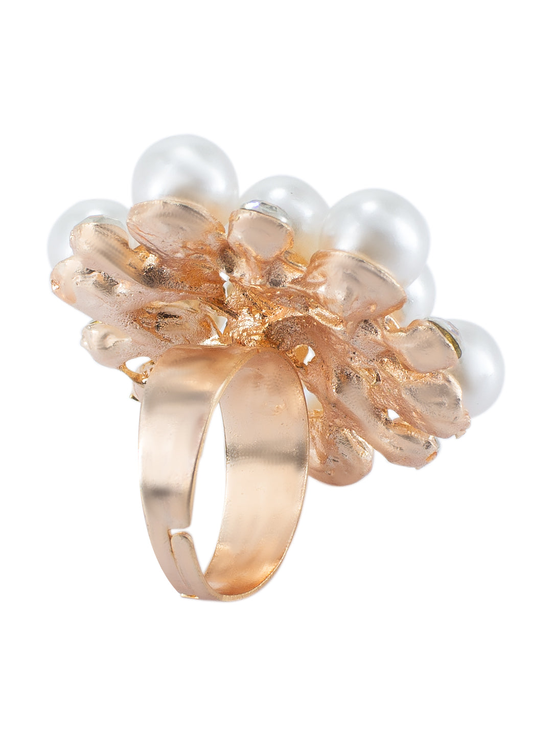 Faux Pearls Beads Adjustable Ring