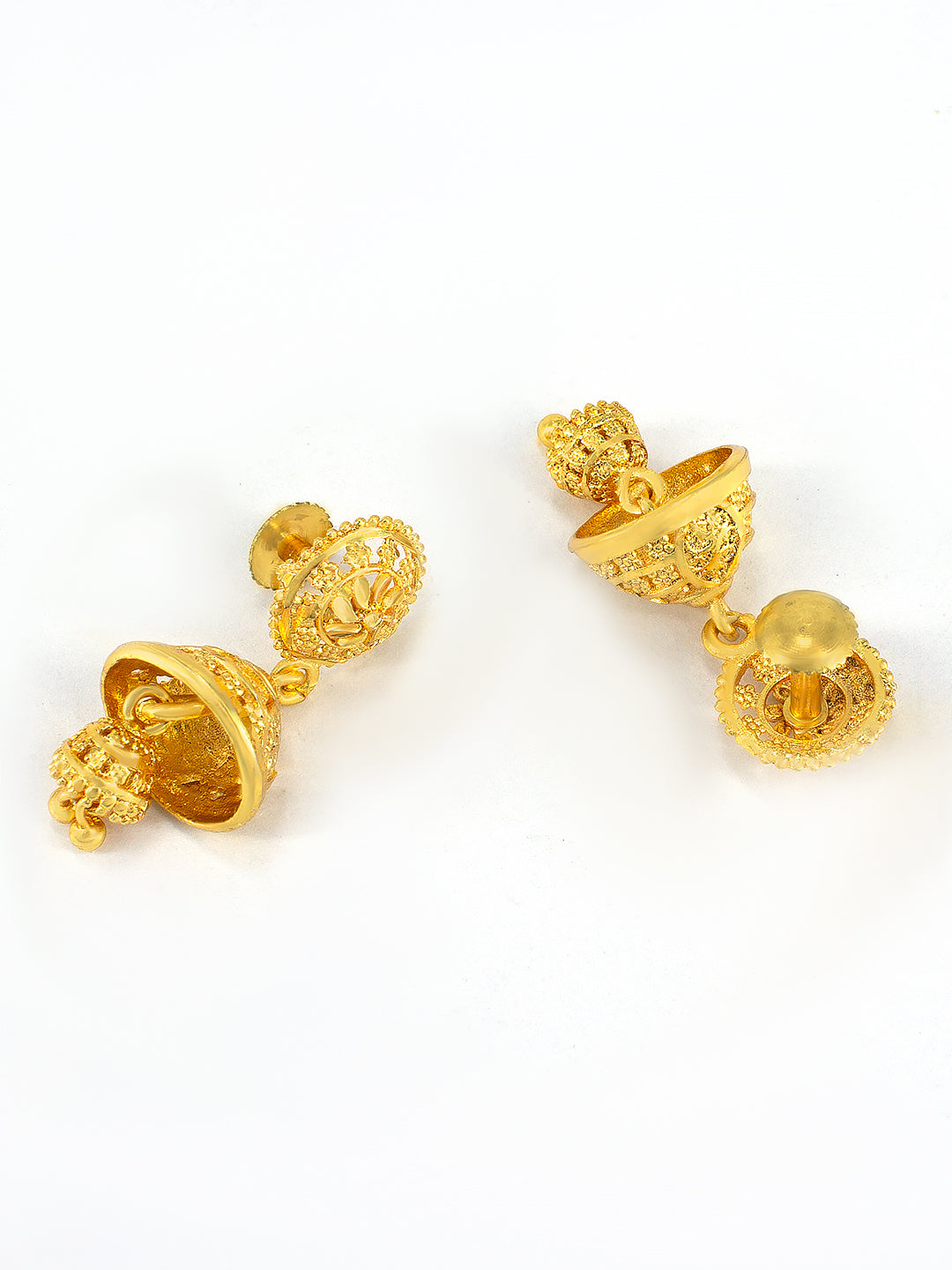 Gold Plated Floral Jhumka Earrings