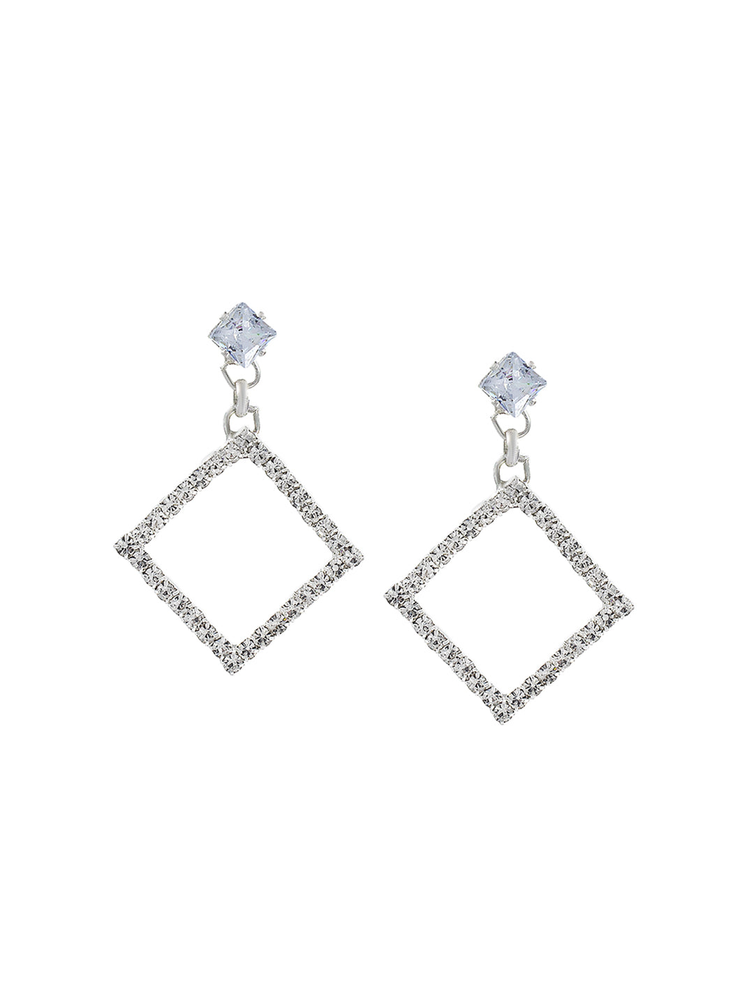 Rhinestone Square Drop Earrings